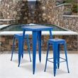 Bowery Hill Metal 3 Piece Bar Table Set in Blue