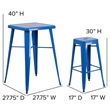 Bowery Hill Metal 3 Piece Bar Table Set in Blue