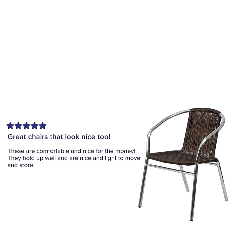 Bowery Hill Aluminum Rattan Dining Chair in Dark Brown