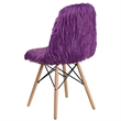 Bowery Hill 18'' Contemporary Fax Fur Fabric/Wood Accent Chair in Purple