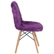 Bowery Hill 18'' Contemporary Fax Fur Fabric/Wood Accent Chair in Purple