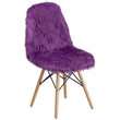 Bowery Hill 18'' Contemporary Fax Fur Fabric/Wood Accent Chair in Purple