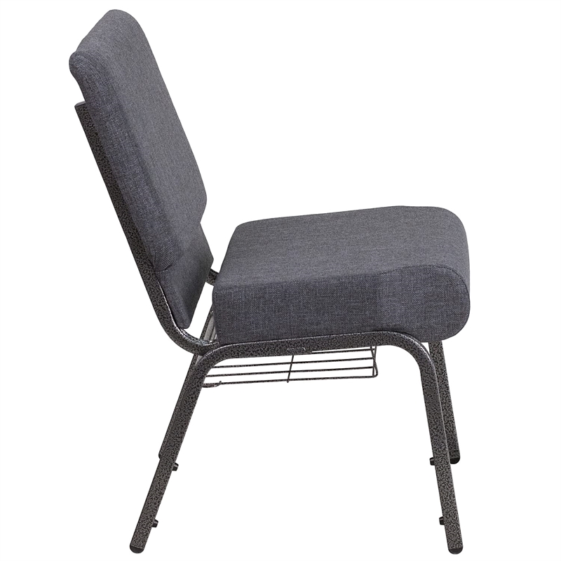 Bowery Hill Fabric Church Chair in Gray