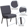 Bowery Hill Fabric Church Chair in Gray