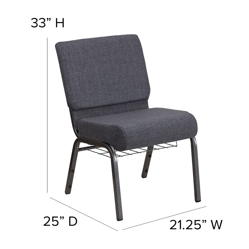 Bowery Hill Fabric Church Chair in Gray