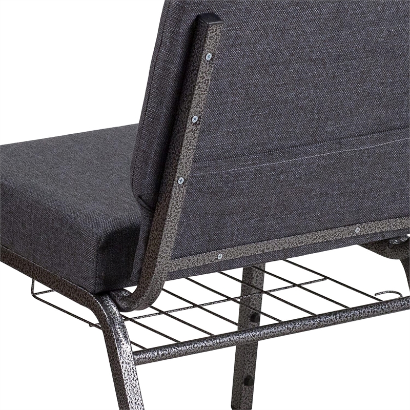 Bowery Hill Fabric Church Chair in Gray