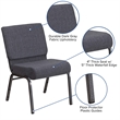 Bowery Hill Fabric Church Chair in Gray