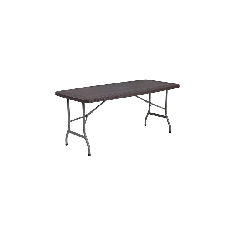 Bowery Hill Plastic Folding Table in Brown