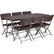 Bowery Hill 7 Piece Plastic Patio Dining Set in Brown