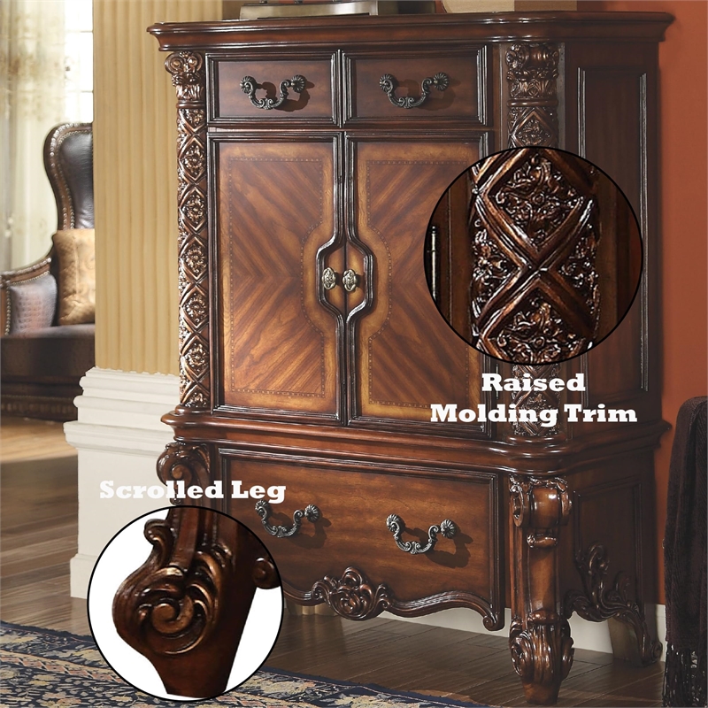 Bowery Hill 3-Drawer and 2-Door Wood Accent Chest in Warm Cherry