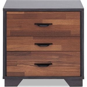 Bowery Hill Wooden Walnut Nightstand Rectangular 19&quot H x 20&quot W x 16&quot D