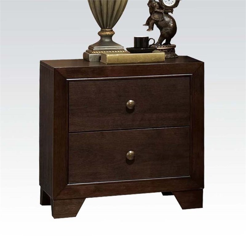 Bowery Hill Modern Metal Nightstand in Chocolate Finish