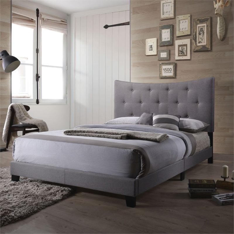 Bowery Hill Upholstered Queen Panel Bed in Gray