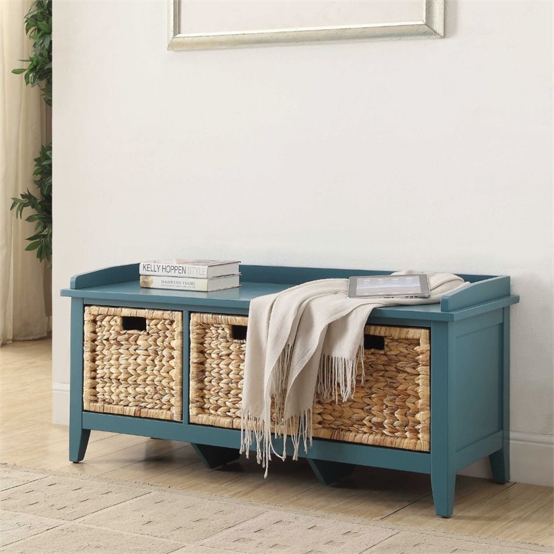 Bowery Hill Storage Bench in Teal