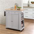 Bowery Hill Contemporary Wood Kitchen Cart in Natural and Gray