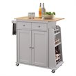 Bowery Hill Contemporary Wood Kitchen Cart in Natural and Gray