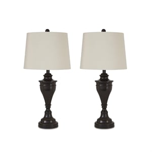Bowery Hill Metal Bronze Table Lamp Set Rectangular 3-Way Switch 29&quot