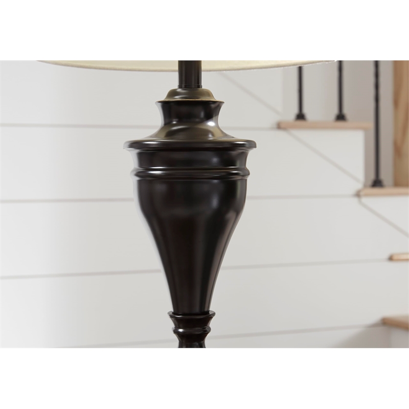 Bowery Hill Metal Bronze Table Lamp Set Rectangular 3-Way Switch 29
