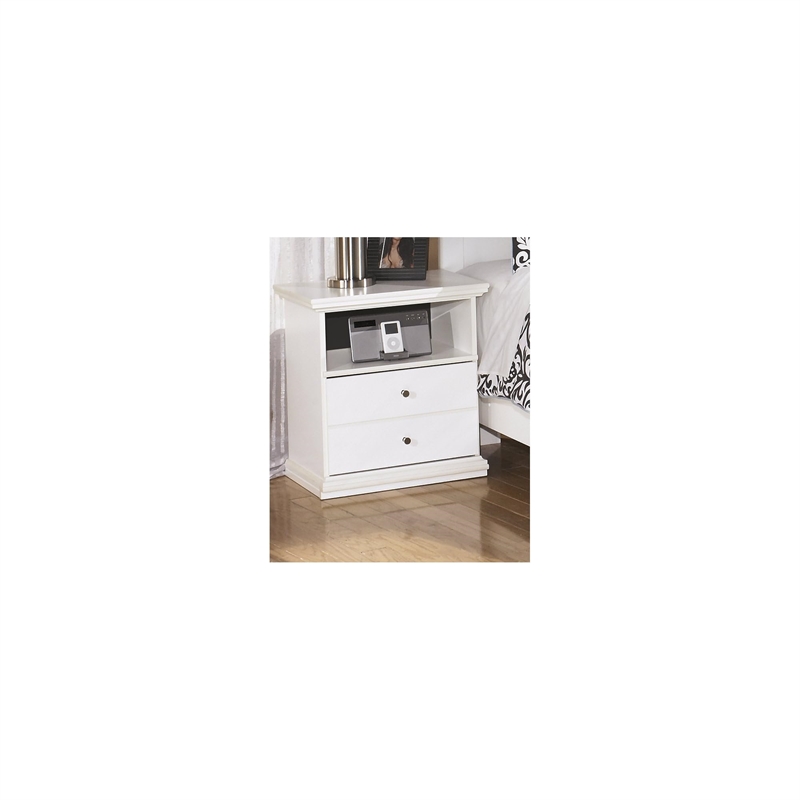 Bowery Hill 1 Drawer Wood Nightstand in White