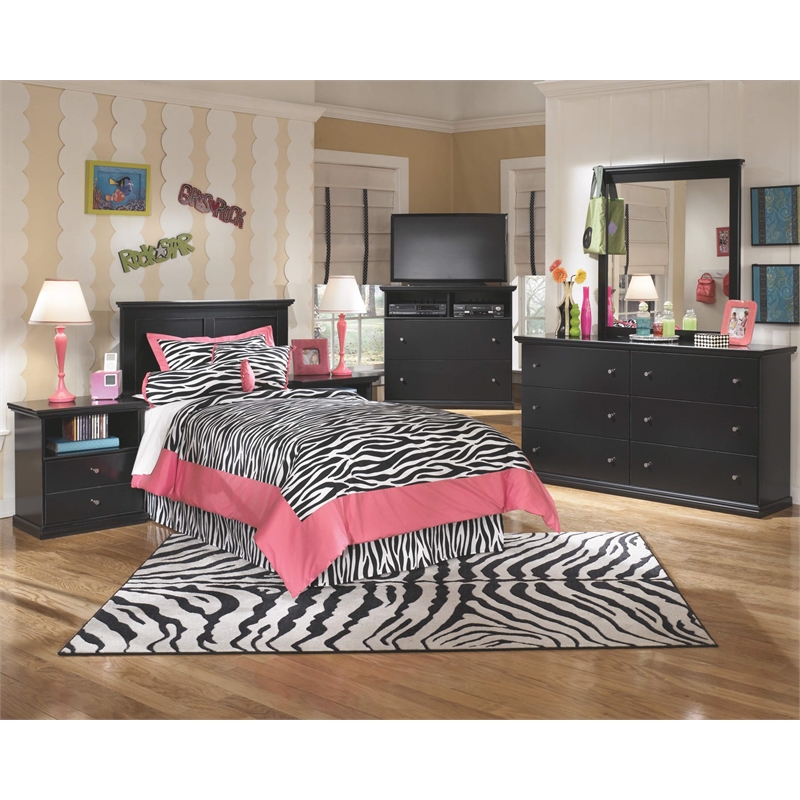 Bowery Hill 1 Drawer Wood Nightstand in Black