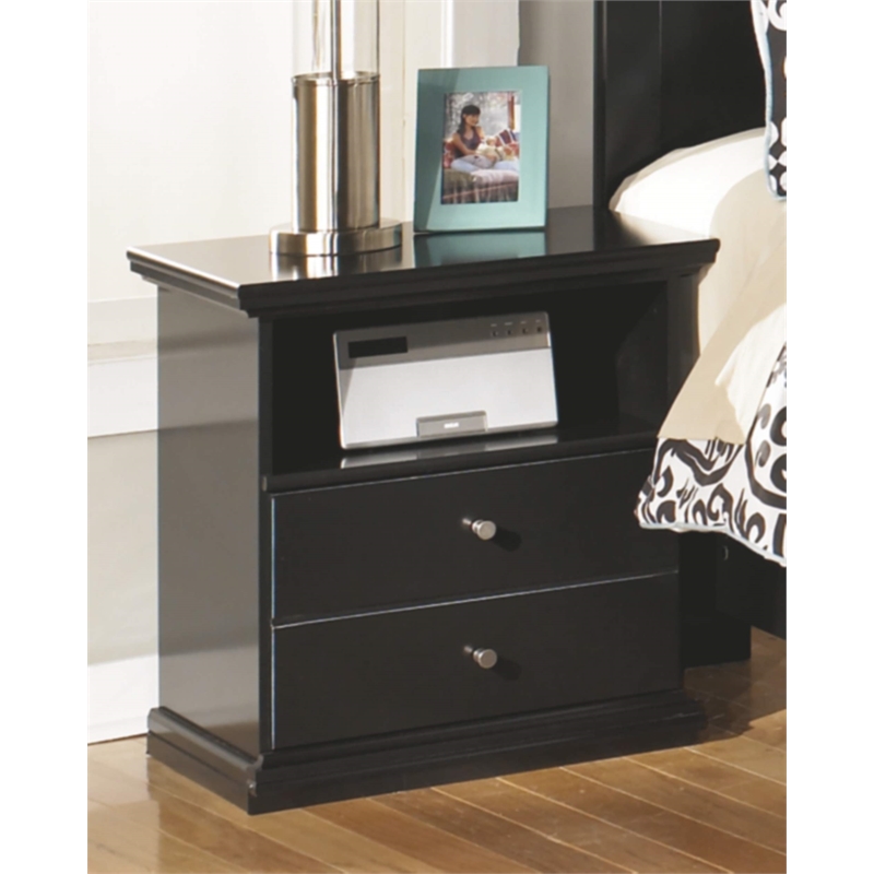 Bowery Hill 1 Drawer Wood Nightstand in Black