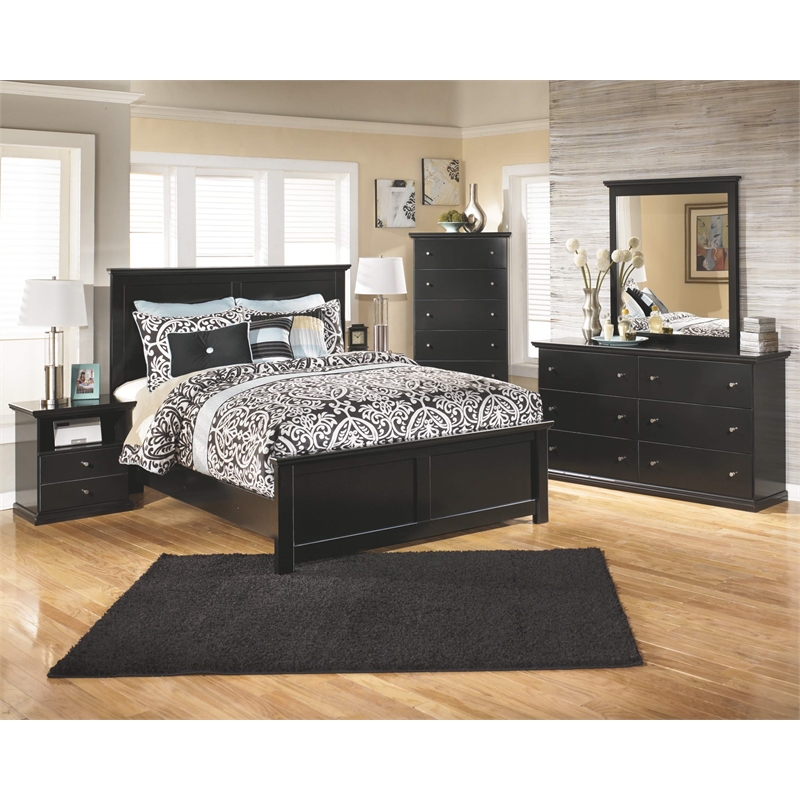 Bowery Hill 1 Drawer Wood Nightstand in Black