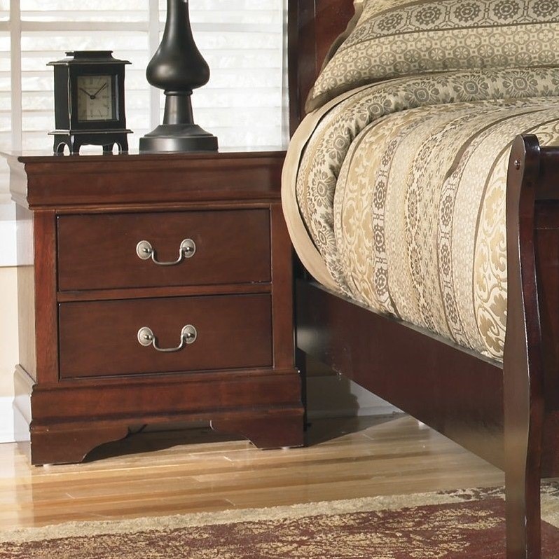 Bowery Hill Engineered Wood Reddish Brown Nightstand Rectangular Small Space Solution 23.75