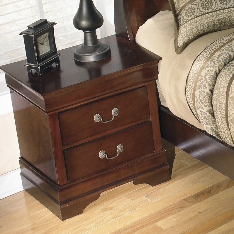 Bowery Hill Engineered Wood Reddish Brown Nightstand Rectangular Small Space Solution 23.75