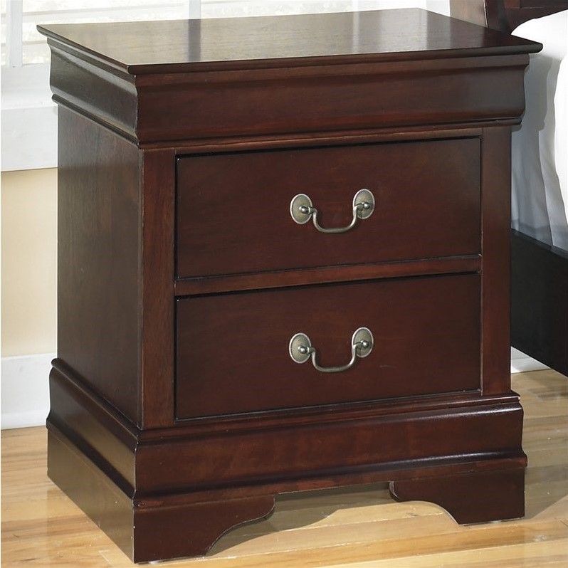 Bowery Hill Engineered Wood Reddish Brown Nightstand Rectangular Small Space Solution 23.75
