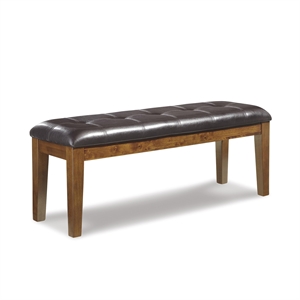 Bowery Hill Faux Leather Medium Brown Dining Bench Rectangular 49.75&quot W x 15.5&quot D x 19&quot H