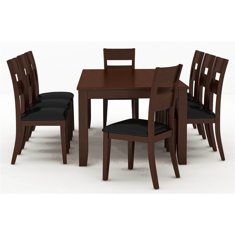 Bowery Hill Wood Dark Cherry Extendable Dining Set Rectangular Distressed 60