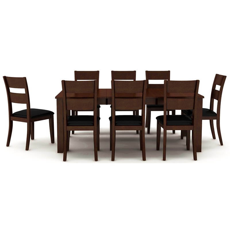 Bowery Hill Wood Dark Cherry Extendable Dining Set Rectangular Distressed 60