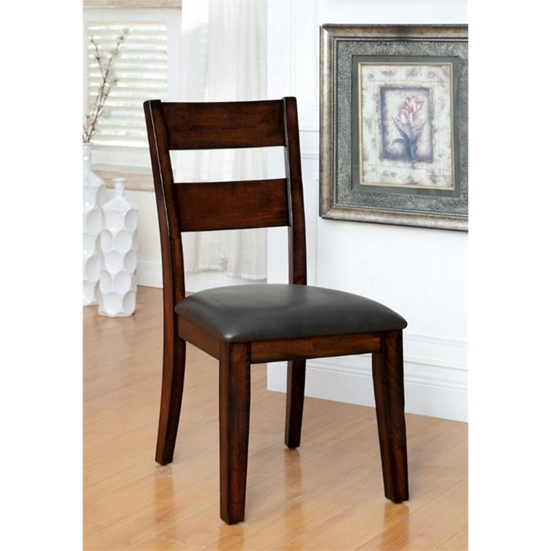 Bowery Hill Wood Dark Cherry Extendable Dining Set Rectangular Distressed 60