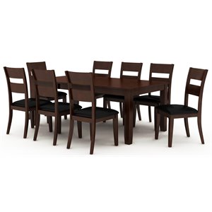 Bowery Hill Wood Dark Cherry Extendable Dining Set Rectangular Distressed 60&quot-78&quot Unassembled