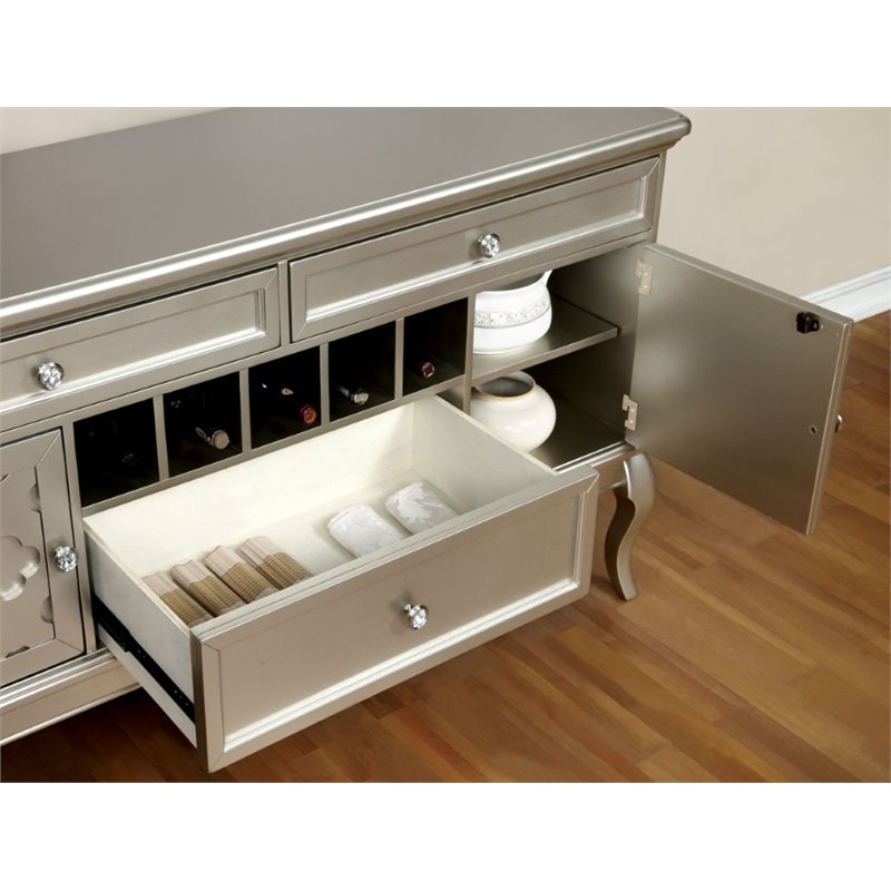 Bowery Hill Wine Rack Sideboard in Silver