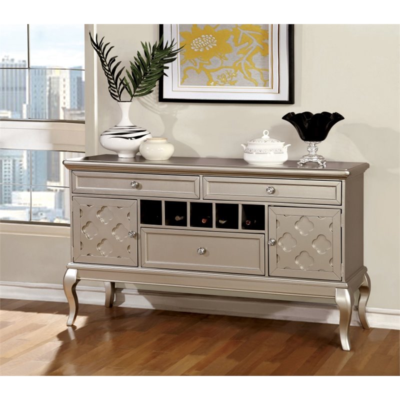 Bowery Hill Wine Rack Sideboard in Silver