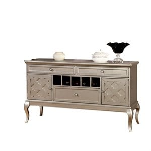 Bowery Hill Wine Rack Sideboard in Silver