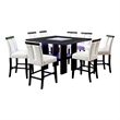 Bowery Hill 9 Piece Contemporary Wood Counter Height LED Dining Set in Black