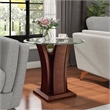 Bowery Hill Contemporary Solid Wood/Wood Veneer/MDF/Glass End Table in Cherry