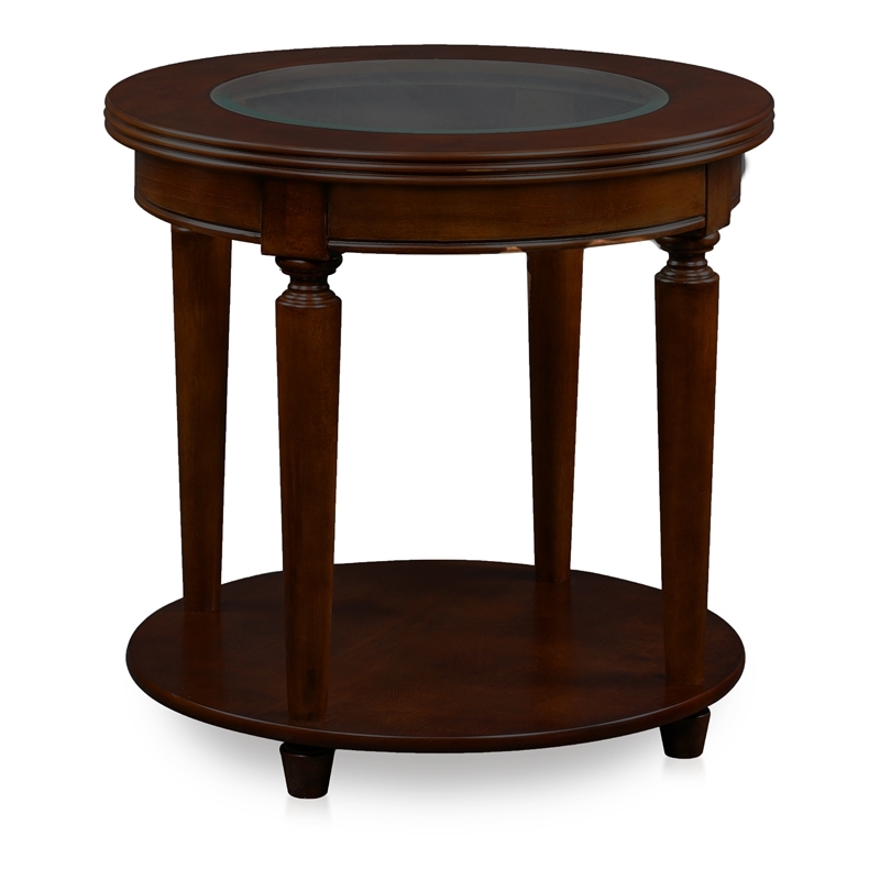 Bowery Hill End Table Coffee Accent Table Round in Wood - Cherry