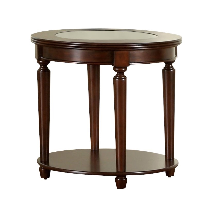 Bowery Hill End Table Coffee Accent Table Round in Wood - Cherry