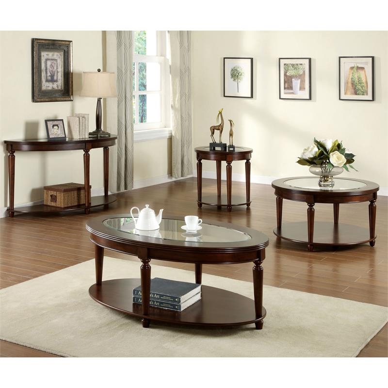 Bowery Hill End Table Coffee Accent Table Round in Wood - Cherry