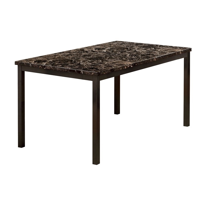 Bowery Hill Faux Marble Top Dining Table in Black