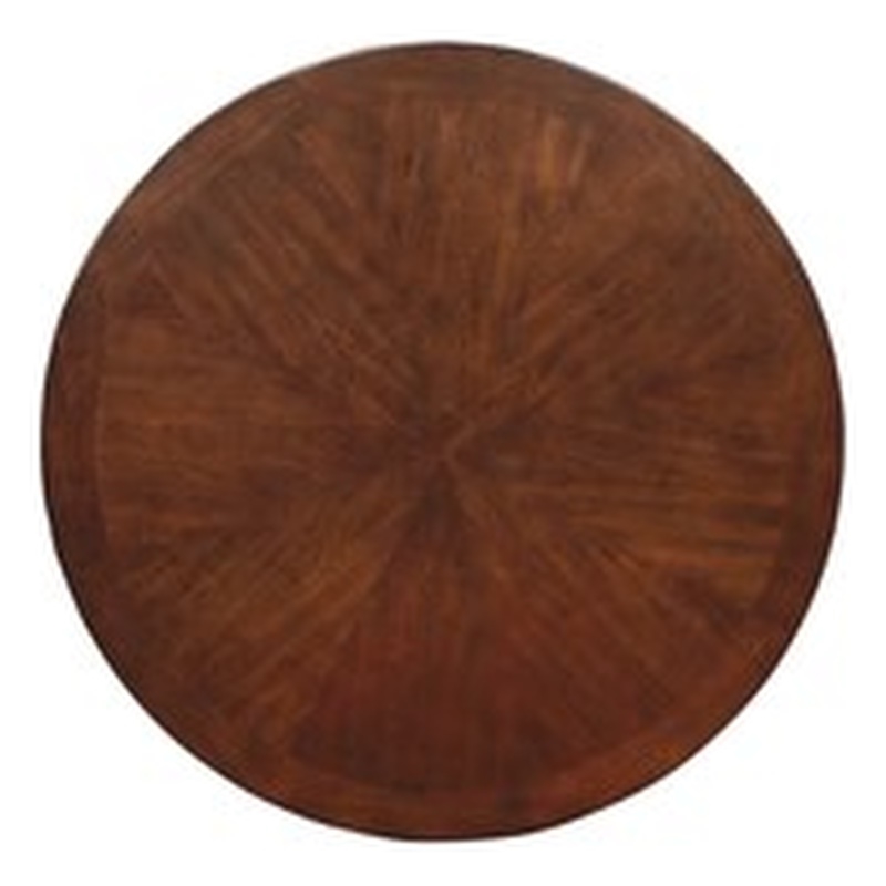 Bowery Hill Wood Cherry Dining Table Round Pedestal