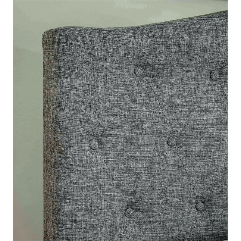 Bowery Hill Contemporary Fabric Full Queen Tufted Headboard in Gray