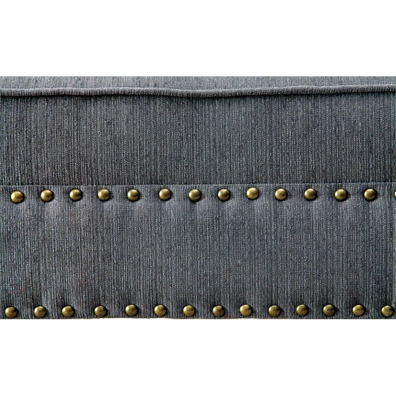 Bowery Hill Fabric Gray Chaise Lounge Rectangular Nailhead Trim 31.5