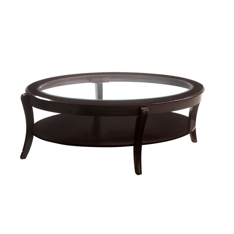 Bowery Hill Wood and Glass Espresso Coffee Table Rectangular 49