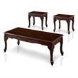 Bowery Hill Traditional 3 Piece Solid Wood Coffee Table Set in Dark Cherry