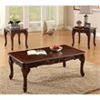 Bowery Hill Traditional 3 Piece Solid Wood Coffee Table Set in Dark Cherry