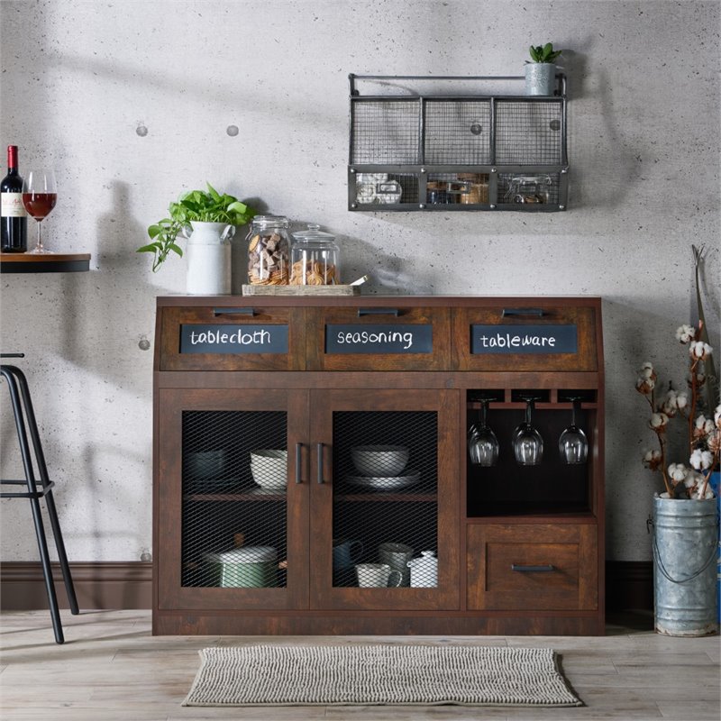 Bowery Hill Particle Board Vintage Walnut Buffet Rectangular 35.2